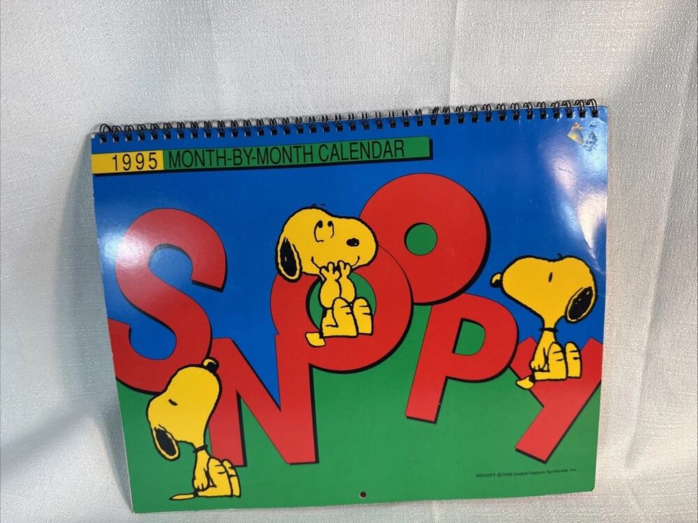 Vintage Snoopy Peanuts 1995 Calendar, 13” W X 10.5” Super Rare *some Writing